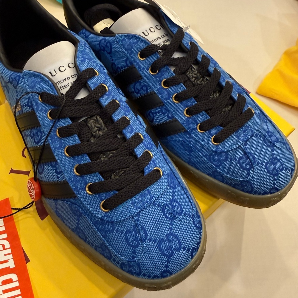 Gucci/Adidas Men's Blue and Black Sneakers